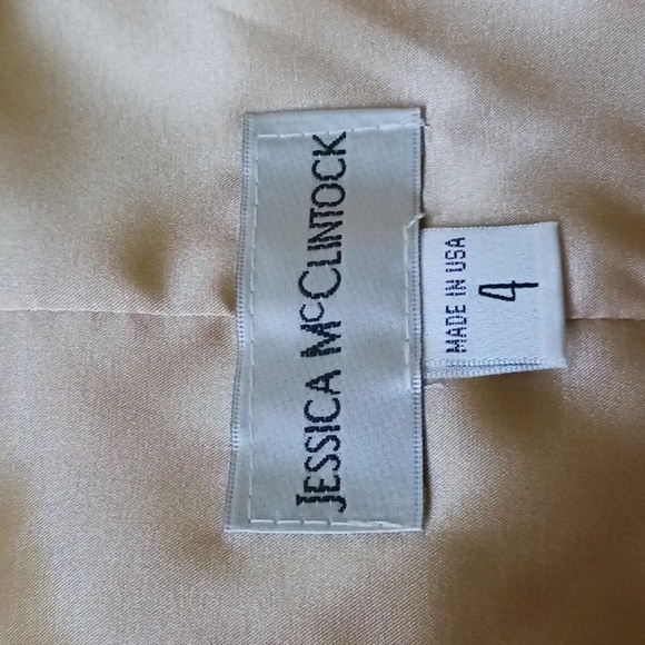 VINTAGE Jessica McClintock Gold Strapless Mini Dress, 80s Prom Queen, Size 4 - Picture 8 of 11